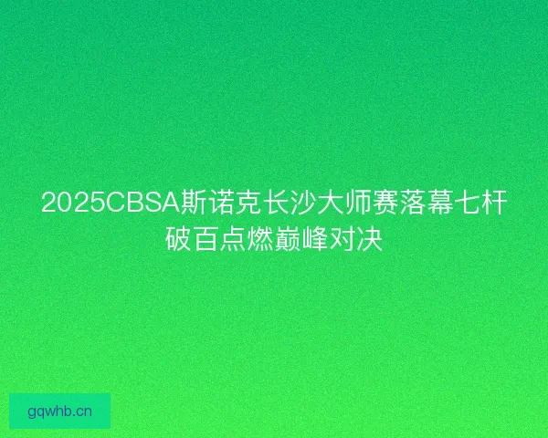 2025CBSA斯诺克长沙大师赛落幕七杆破百点燃巅峰对决